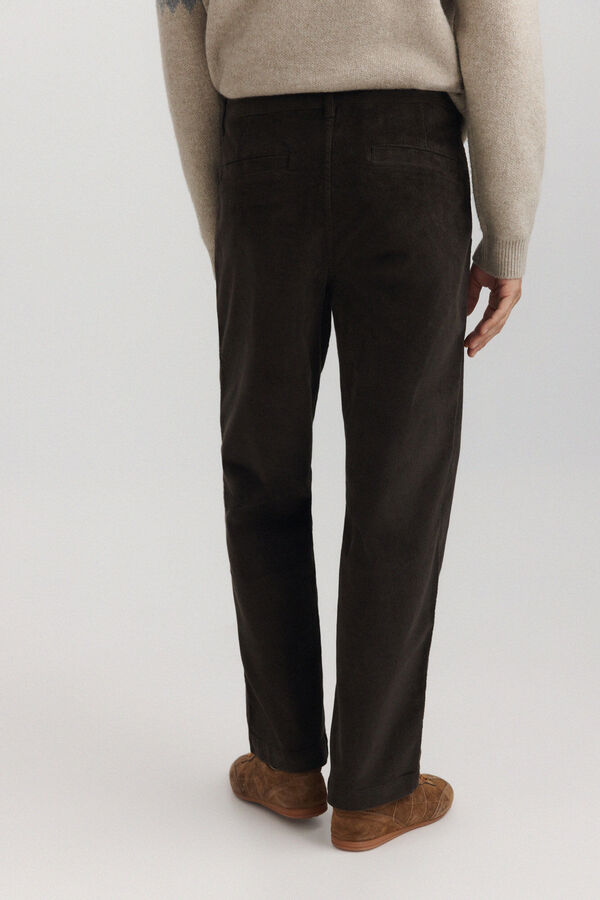 Springfield Pantalon chino en velours c&ocirc;tel&eacute; coupe droite nude