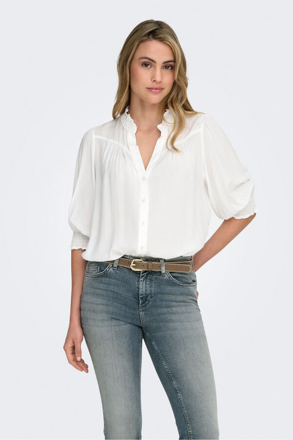 Only Elastic 3/4 sleeve shirt white