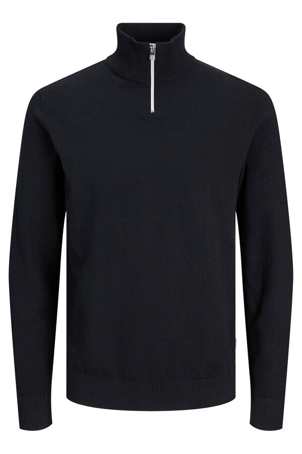 JJ REBEL Camisola com gola na fecho-&eacute;clair preto