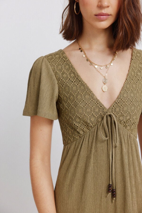 Springfield Robe midi &agrave; volants beige