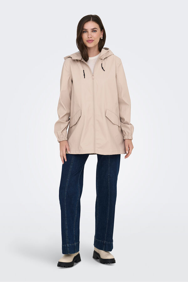 JDY Chubasquero con capucha beige