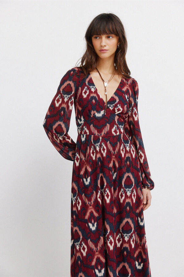 Springfield Print long sleeve dress blue