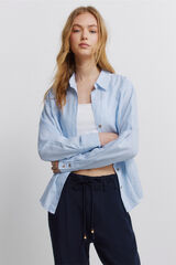 Springfield Linen V-neck shirt blue