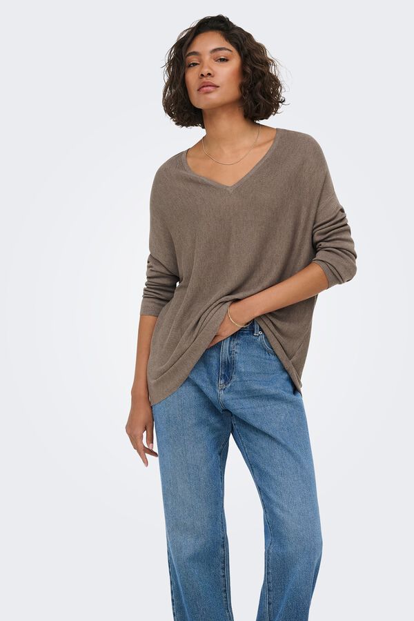 JDY V-neck fine knit jumper grey