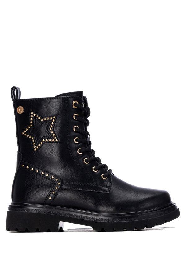 XTI Faux leather military ankle boots black