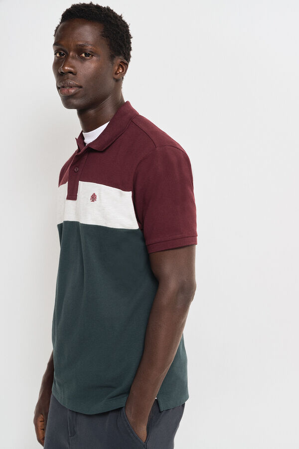 Springfield regular fit color block piqué polo shirt crvena