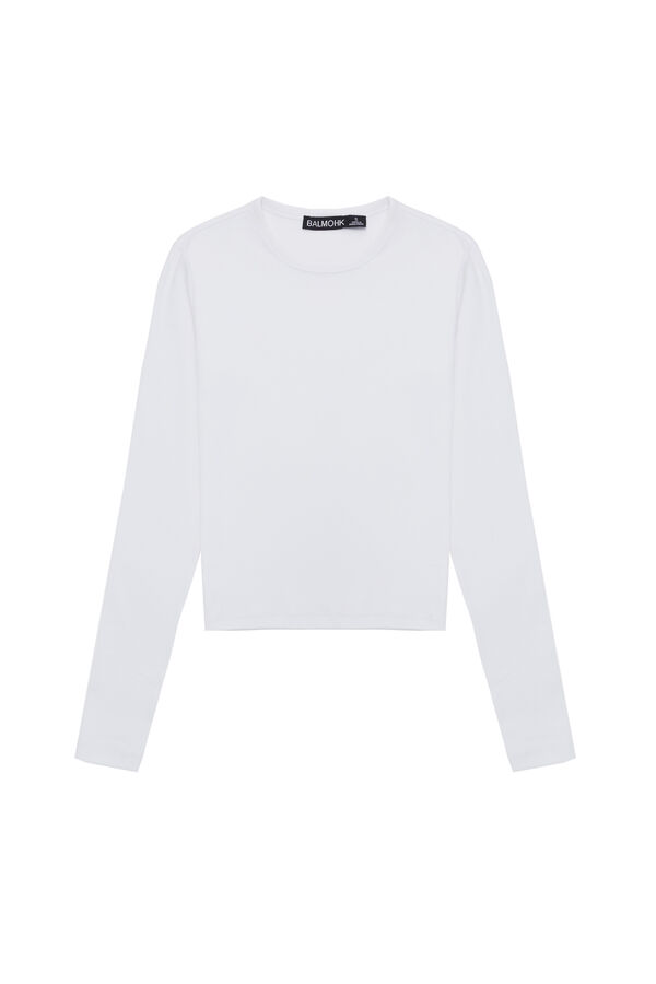 Balmohk T-shirt básica slim manga longa branco