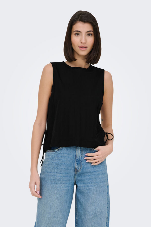 JDY Top sin manga lazos negro