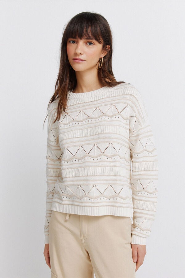 Springfield Pointelle jersey-knit jumper brown
