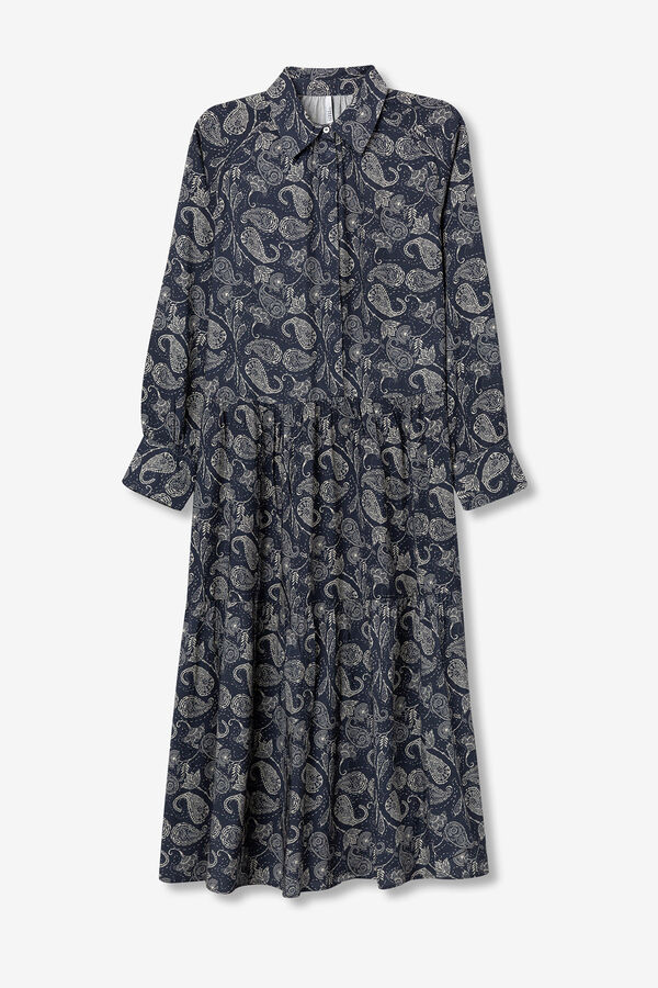 Tiffosi Vestido camisa com estampado paisley azul