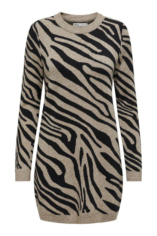 Only kurzes Kleid Strick- mit Animalprint Nude