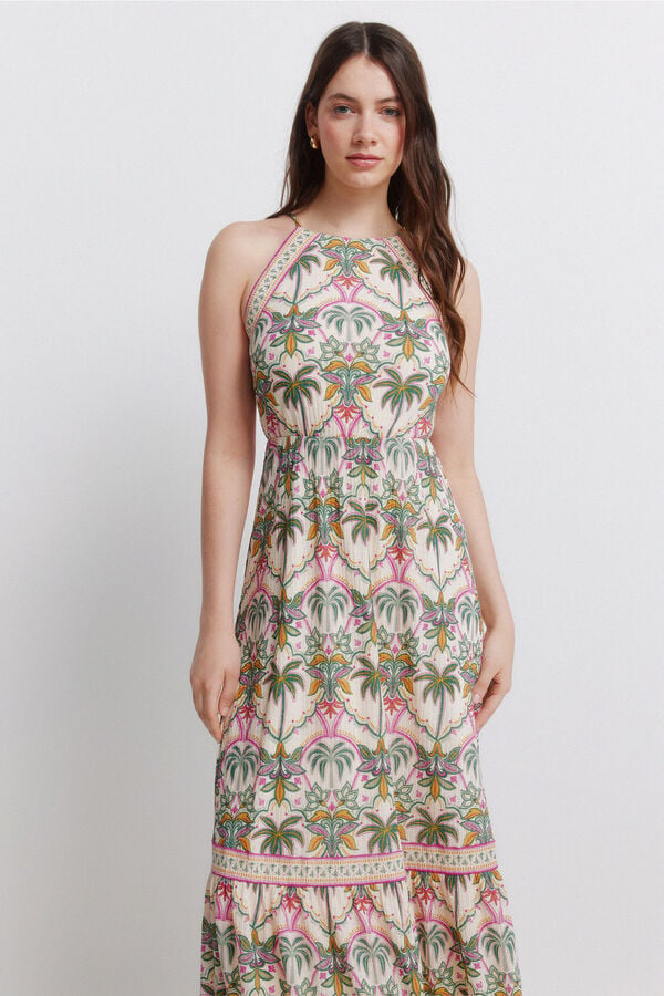 Springfield Printed halterneck dress printed