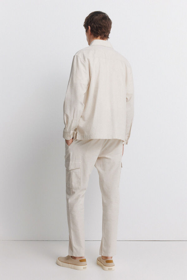 Springfield Linen cargo slim fit trousers grey