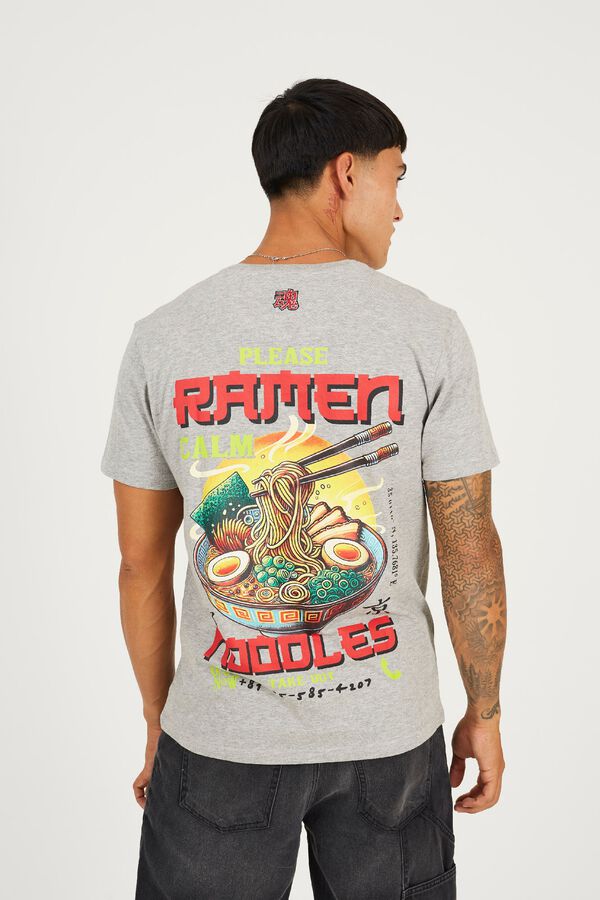 Brave Soul Oriental print short sleeve T-shirt grey