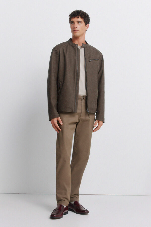 Springfield Micro-printed slim fit chinos nude