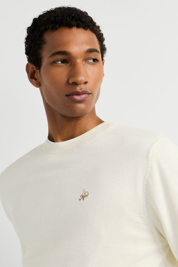 Pepe Jeans Round neck jumper with logo beige