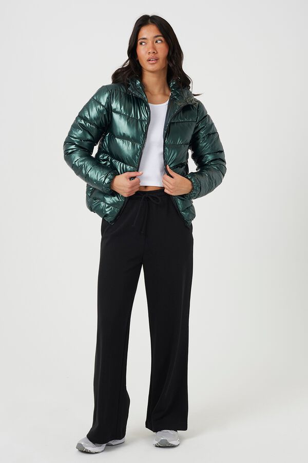 Brave Soul Short hooded puffer jacket green