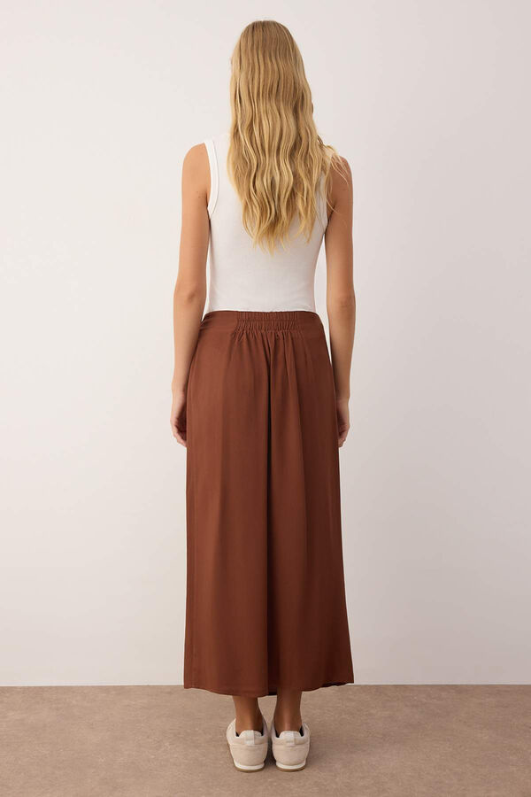 Trendyol Wrap long skirt with tie nude