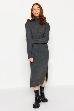 Trendyol Vestido midi cuello alto abertura