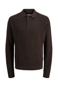 Jack & Jones Strick- Poloshirt mit Button-Down- Ausschnitt