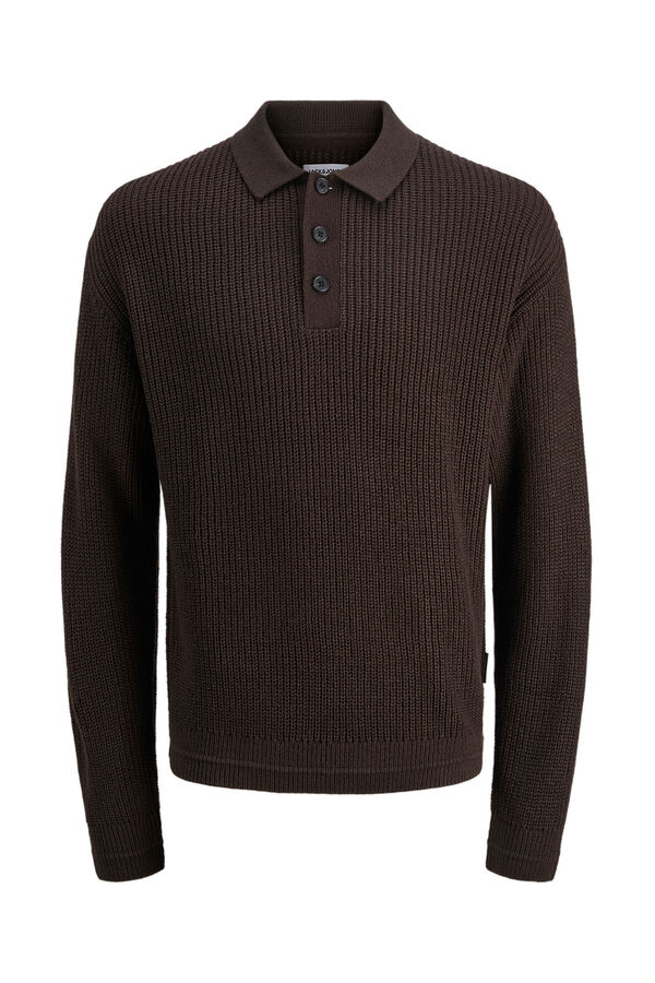 Jack & Jones Jersey-Knit polo shirt with button-down neck nude