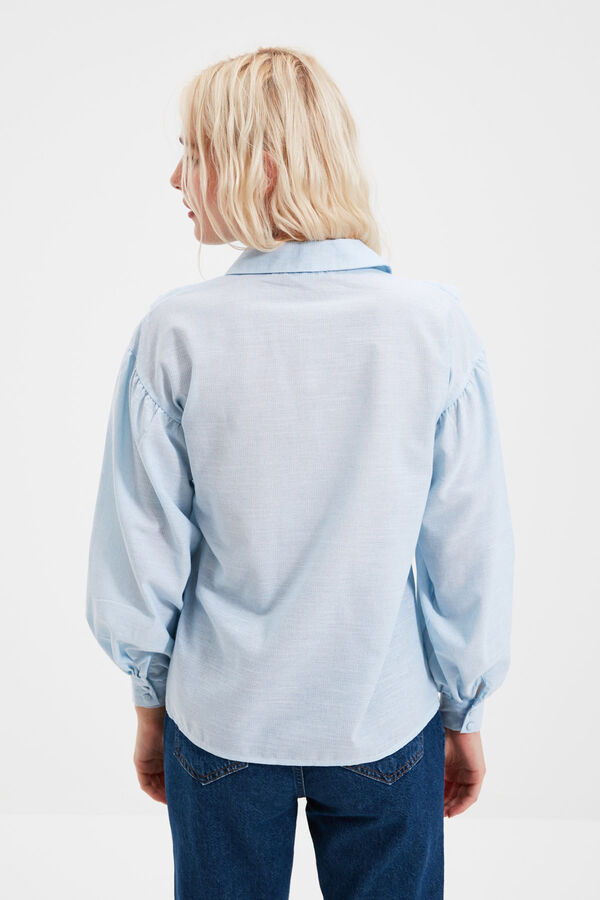 Trendyol Camisa com detalhes de folhos azul