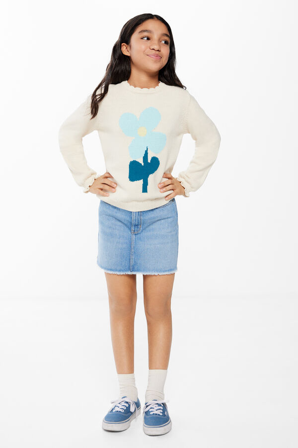 Springfield Cvetni džemper za devojčice bež