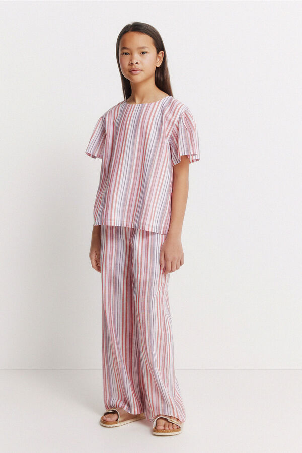 Springfield Kids Lureks prugasta bluza kratkih rukava za devojčice Ljubičasta