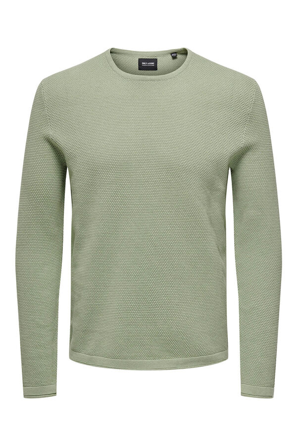 Springfield Knit jumper with round neck zelena