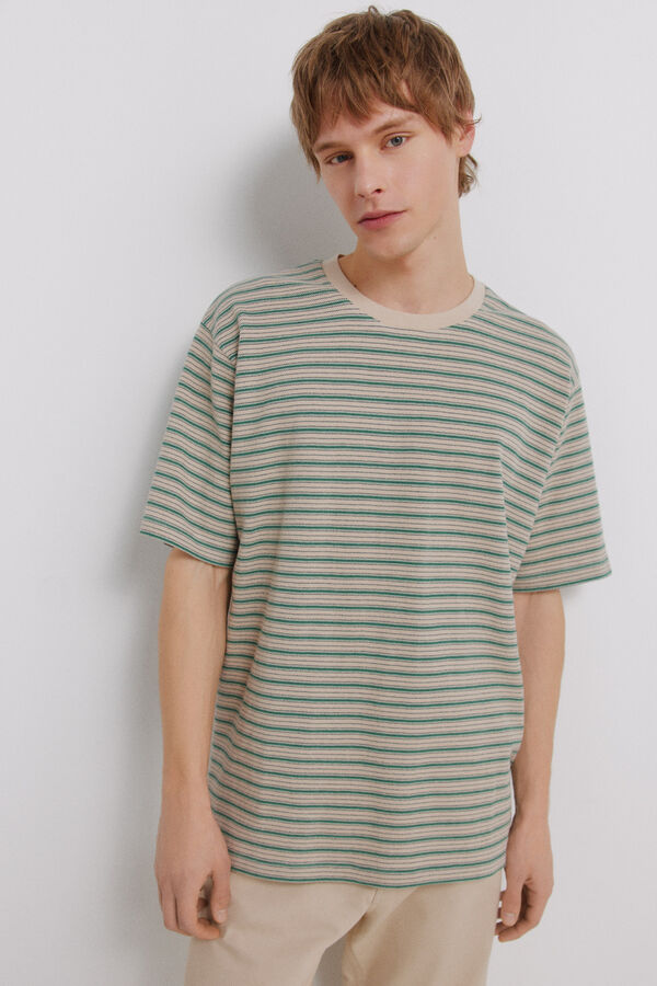 Springfield Piqu&eacute; striped T-shirt nude