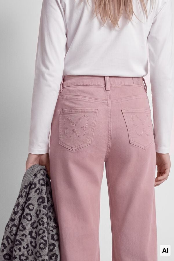 Springfield Kids Osnovne culotte pantalone od kepera za devojčice Roze