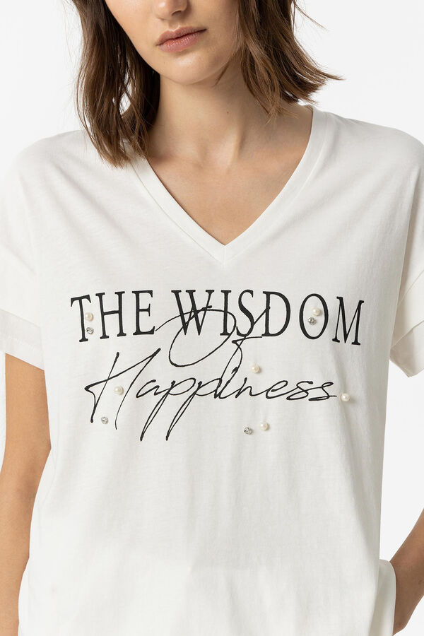 Springfield T-shirt with front slogan and appliqués white