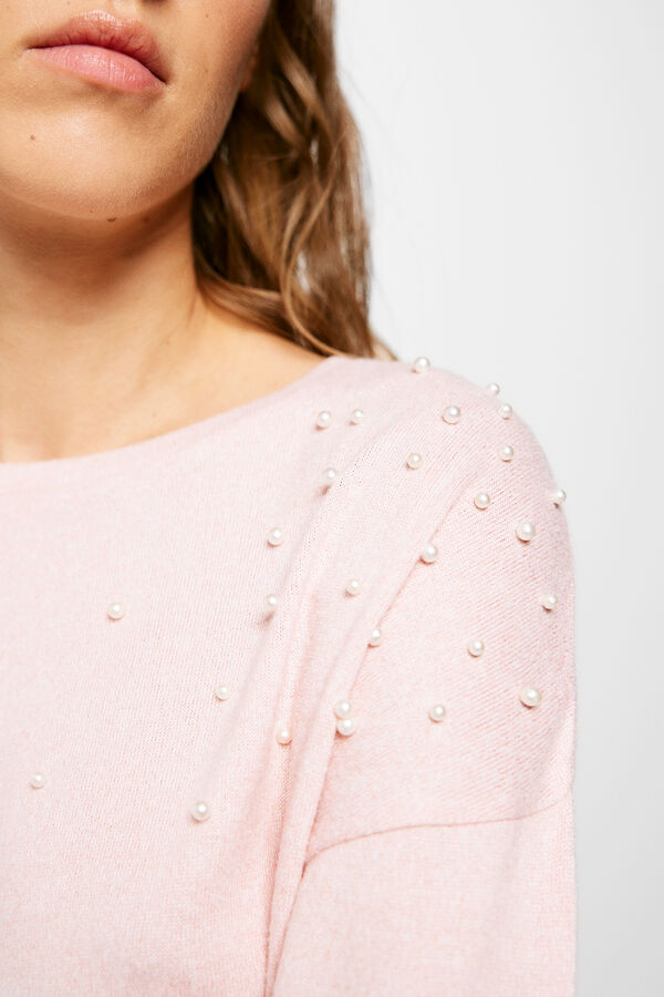 Springfield T-shirt with Pearls on the Shoulder pink