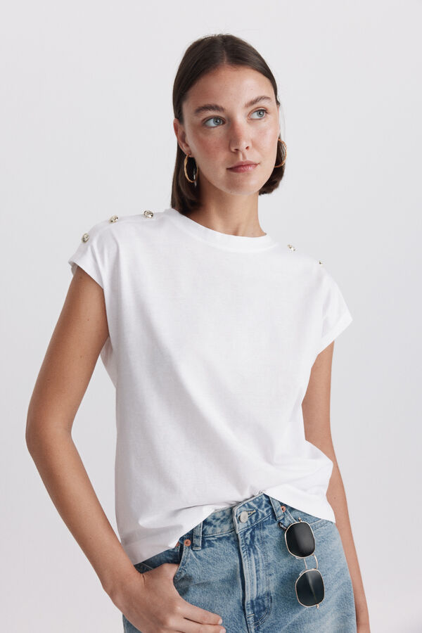 Springfield Gold button T-shirt white