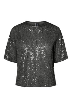 Pieces Top lentejuelas manga corta