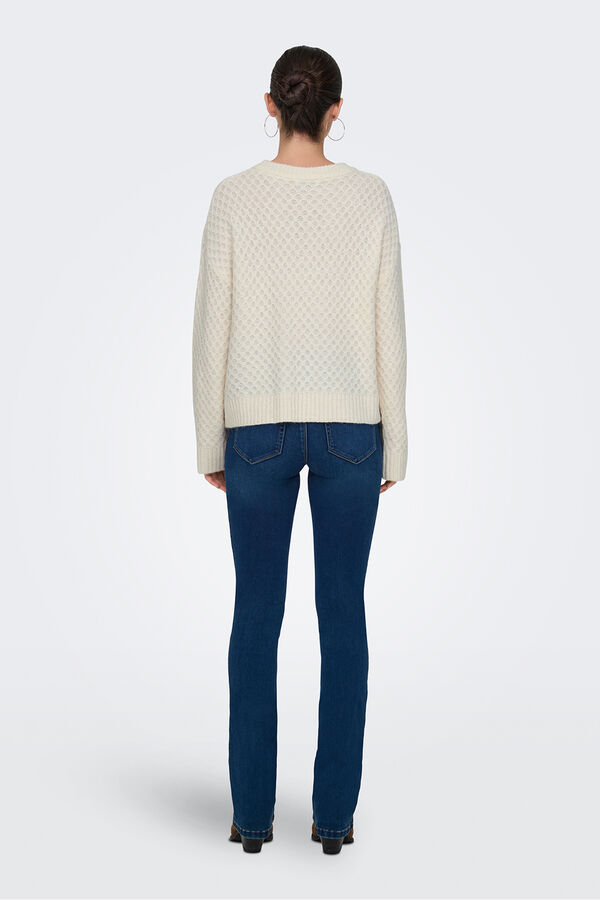 JDY Jersey cuello redondo blanco