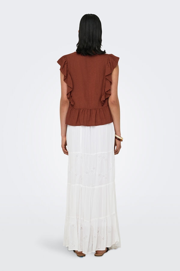 Only Blusa de linho com regular fit vermelho