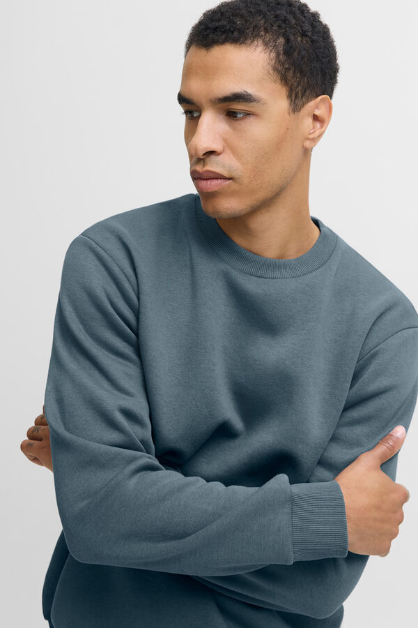 Jack & Jones Sweatshirt básico com gola redonda cinzento
