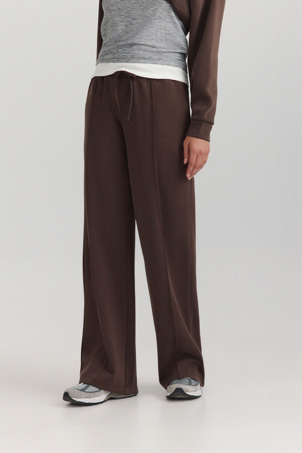 Springfield Soft sole wide leg sports trousers brown