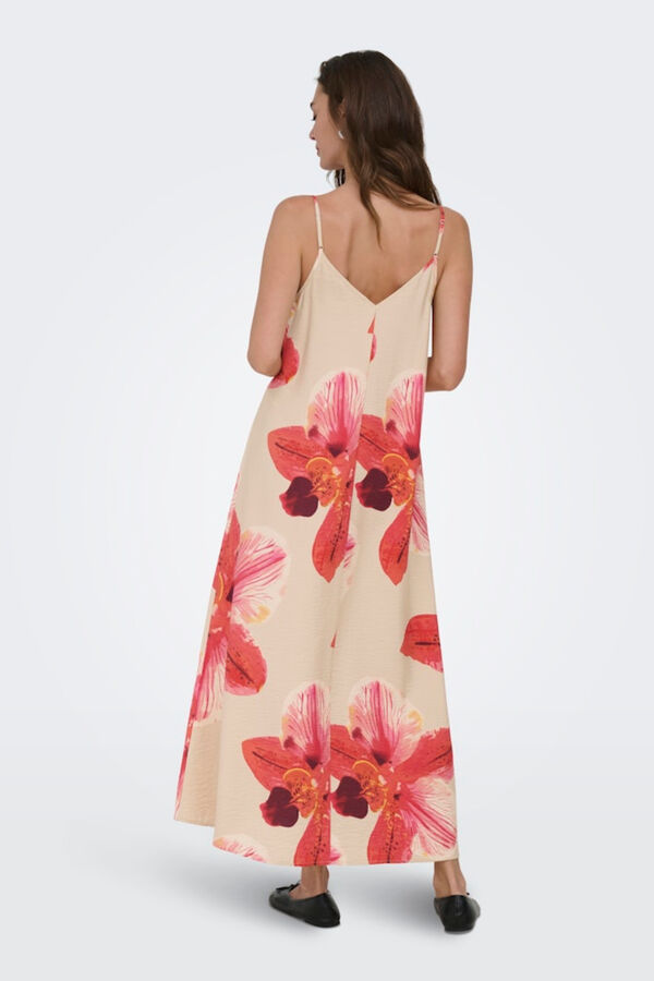 Only Vestido largo sin mangas beige
