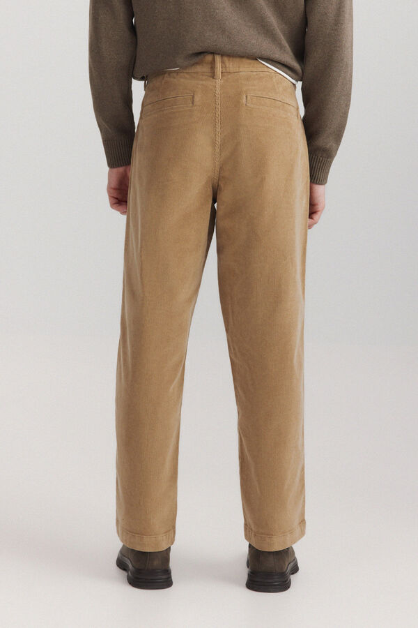 Springfield Pantalon chino en velours c&ocirc;tel&eacute; coupe droite marron