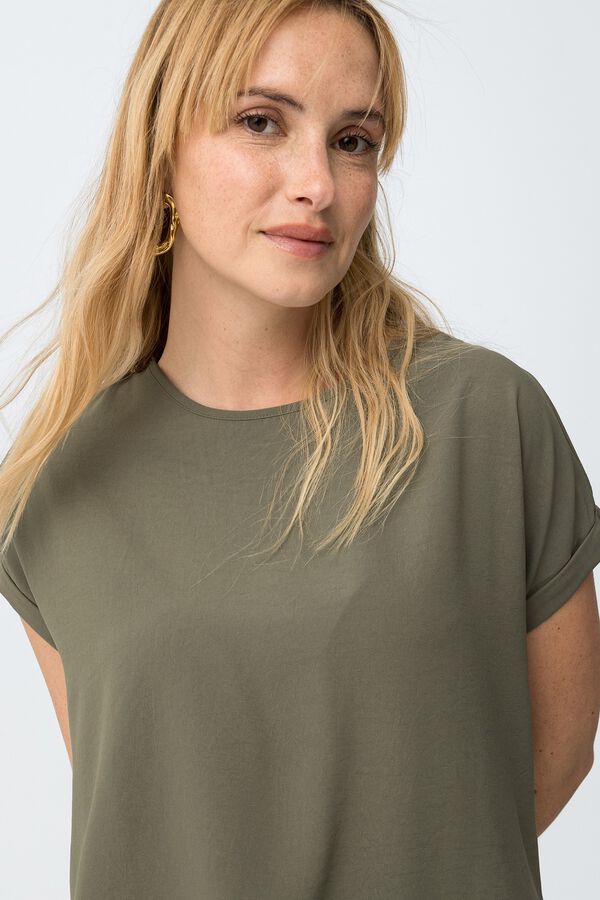 Tiffosi Blusa relaxed manga corta kaki