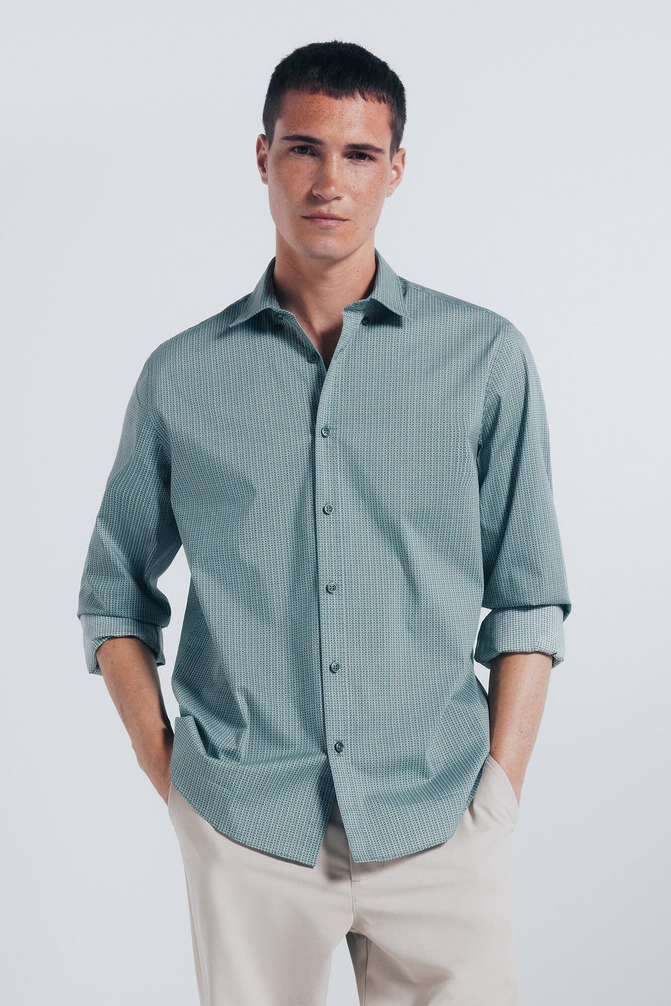 Springfield Micro print poplin shirt