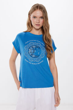 Springfield Majica sa etno grafičkim printom plava