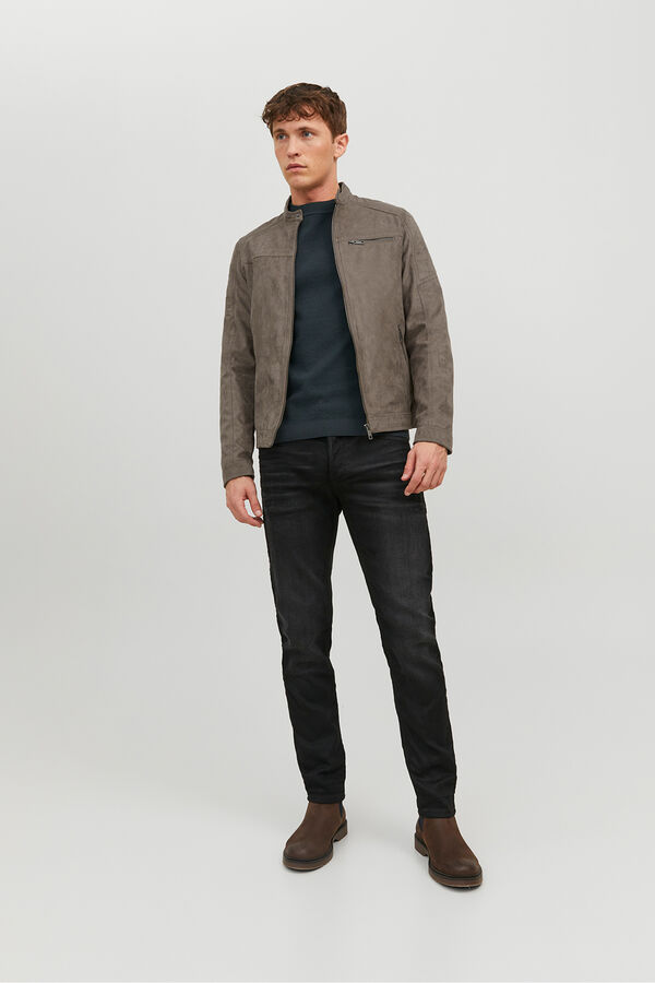 Jack & Jones Bőrut&aacute;nzat&uacute; motoros dzseki sz&uuml;rke