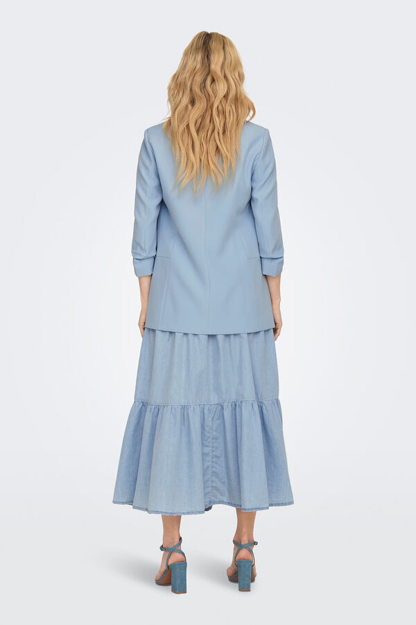 Only Blazer de manga a 3/4 com lapelas azul