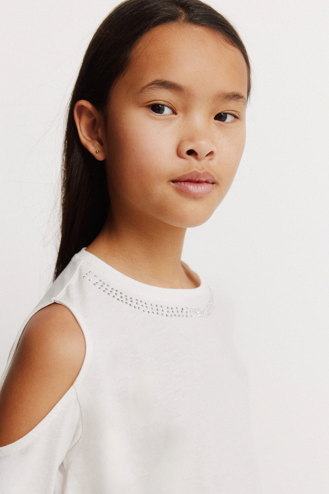 Springfield Kids Camiseta manga larga tachas hombro descubierto ni&ntilde;a