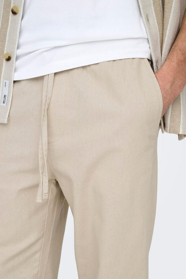 Only & Sons Pantal&oacute;n largo lino gris