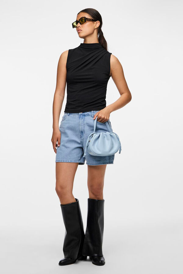 Pieces Sleeveless mock turtleneck top black