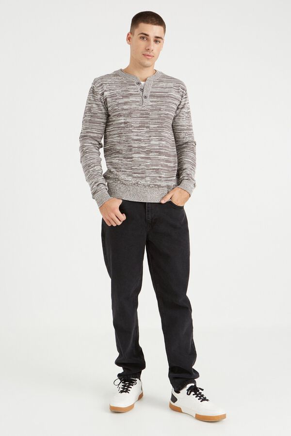Inside V-neck cable knit jumper grey